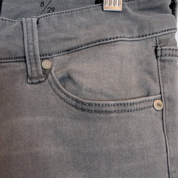 LIVERPOOL ankle skinny charcoal gray jeans with black distressed cuffed hem - Picture 4 of 16